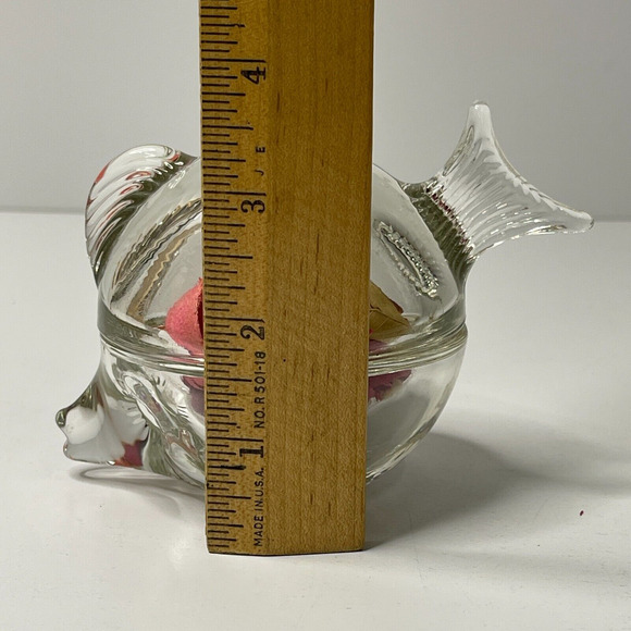 Vintage Anchor Hocking Clear Glass Fish Trinket Box Dish Candy Dish Art Glass - Picture 11 of 11